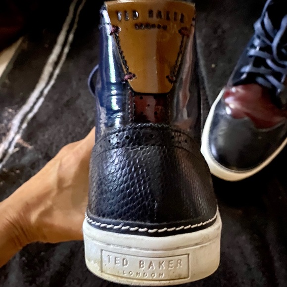 Ted Baker Oxford Blaare high top sneakers shoes navy burgundy 11 - Picture 3 of 5